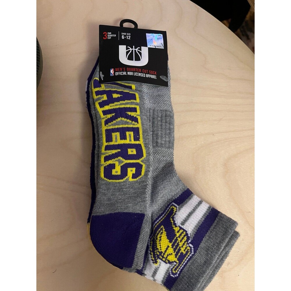 3 Pair NBA Los Angeles Lakers Low Cut Socks, Men's Shoe Size 6-12, Gift, Men New